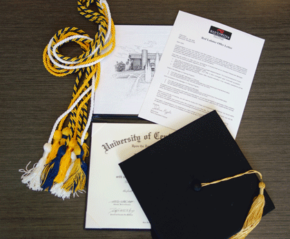 A Diploma, A Graduation Cap, Tassels, and a Job Offer Letter from Red Lobster