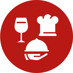 icons of Wine Glass, Chef's Hat, and Server's Platter